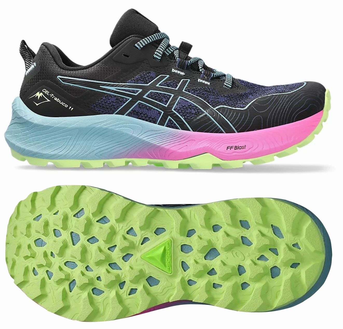 Asics Gel Trabuco 11 (Black/Gris Blue) Womens Impact-absorbing durability