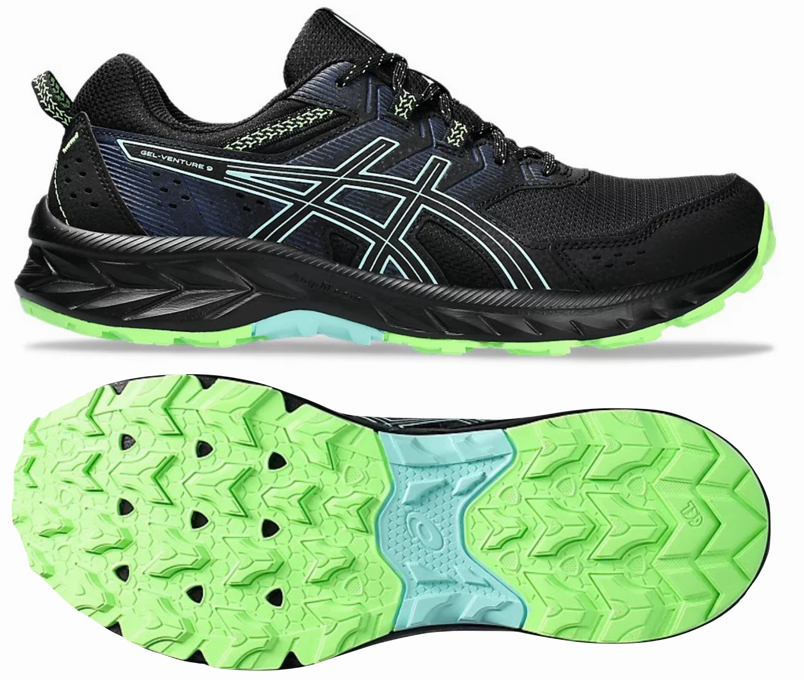Movement Comfort ASICS Gel Venture 9 (Black/Illuminate Mint) Mens