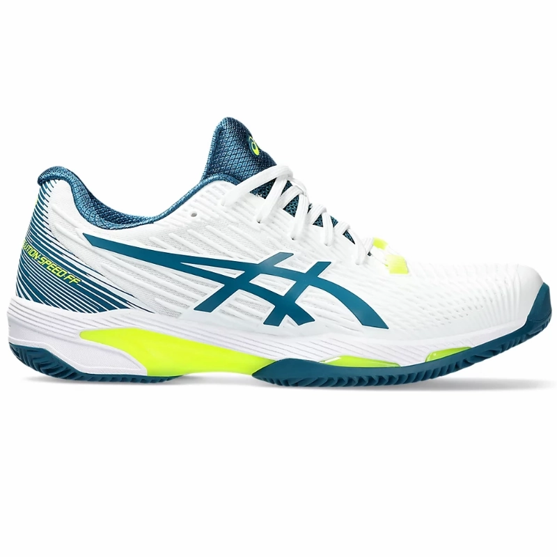 Asics Solution Speed FF 2 White/Restful Teal  Clay Mens Tennis Shoes