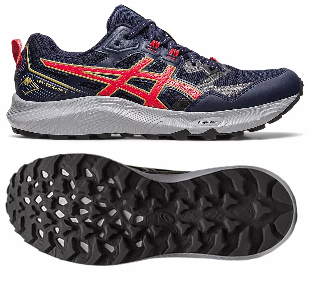 ASICS Sonoma 7 (Midnight/Electric Red) Mens All-around durability