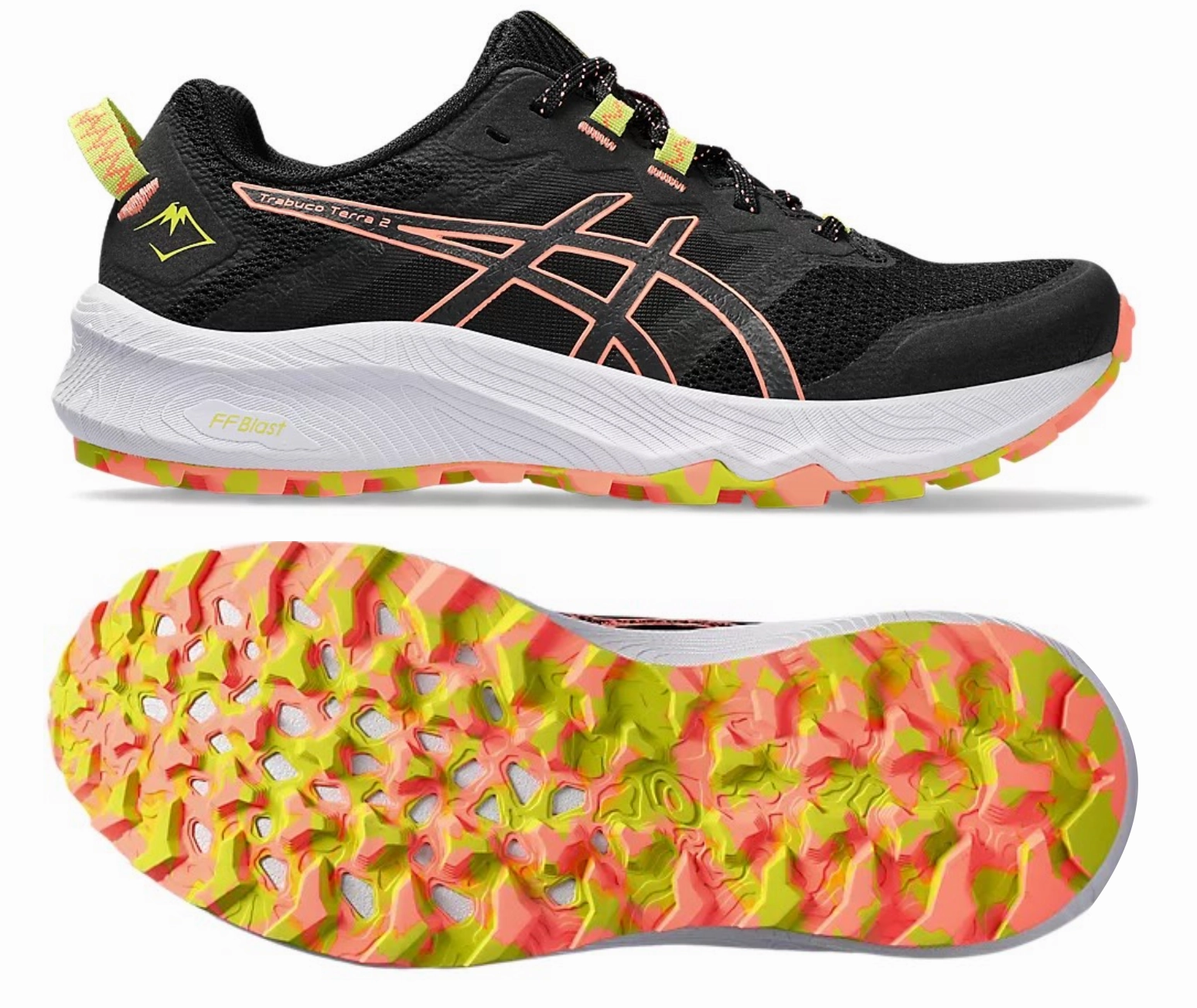 Custom Fit Fitness Runner ASICS Trabuco Terra 2 (Black/Sun Coral) Womens