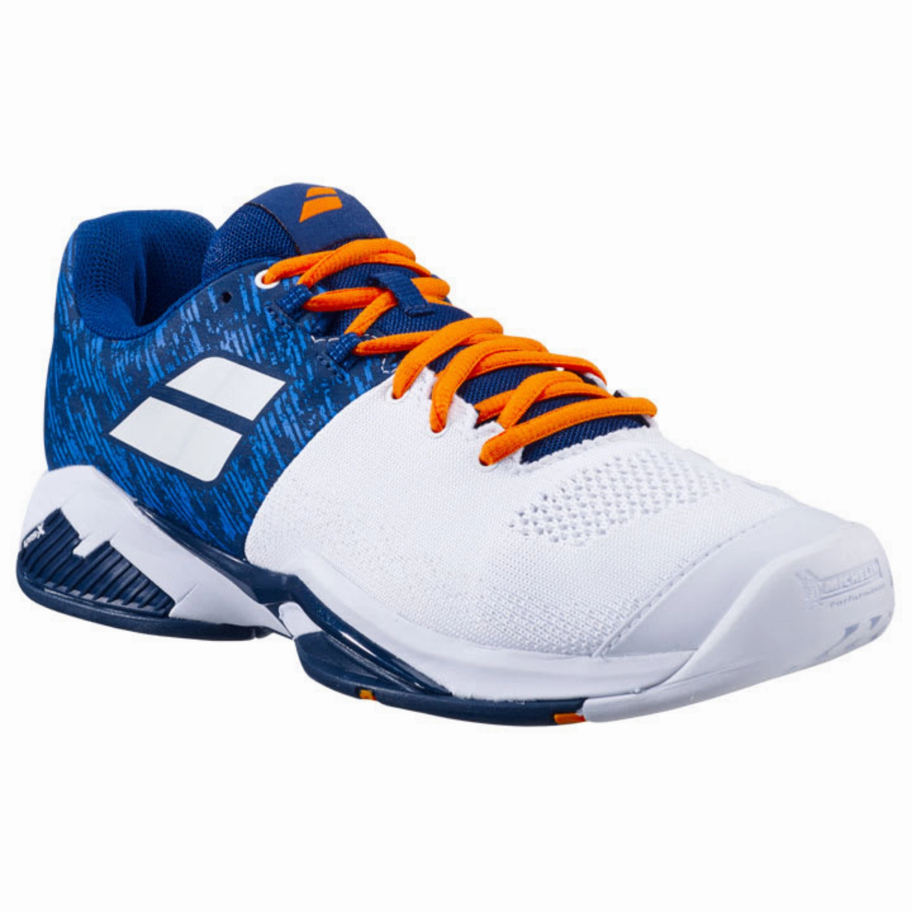 Babolat Propulse Blast All Court Men's Tennis Shoes - White/Dark Blue Flow Control