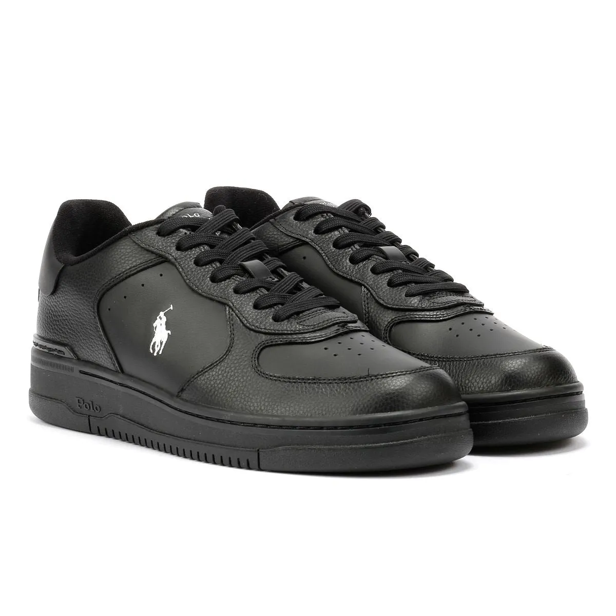Polo Ralph Lauren Masters Court Leather Men's Black/White Trainers Tough