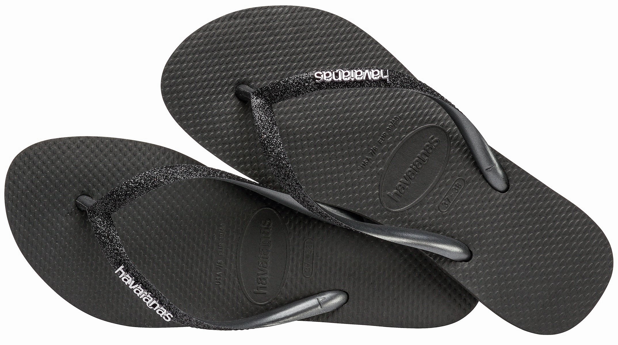 Beach Vibes Havaianas Slim Glitter II In Black Black For Women