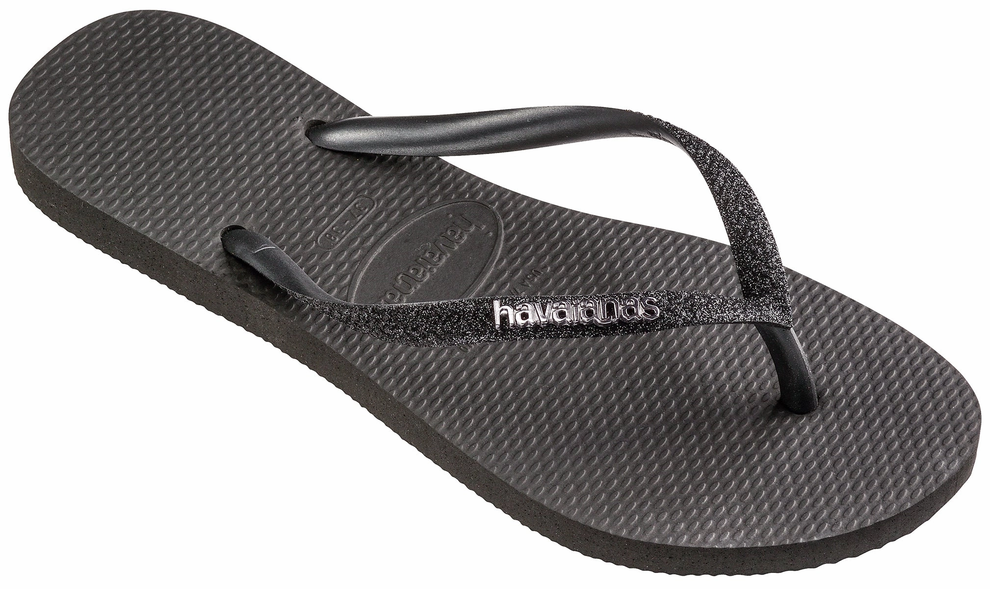 Beach Vibes Havaianas Slim Glitter II In Black Black For Women