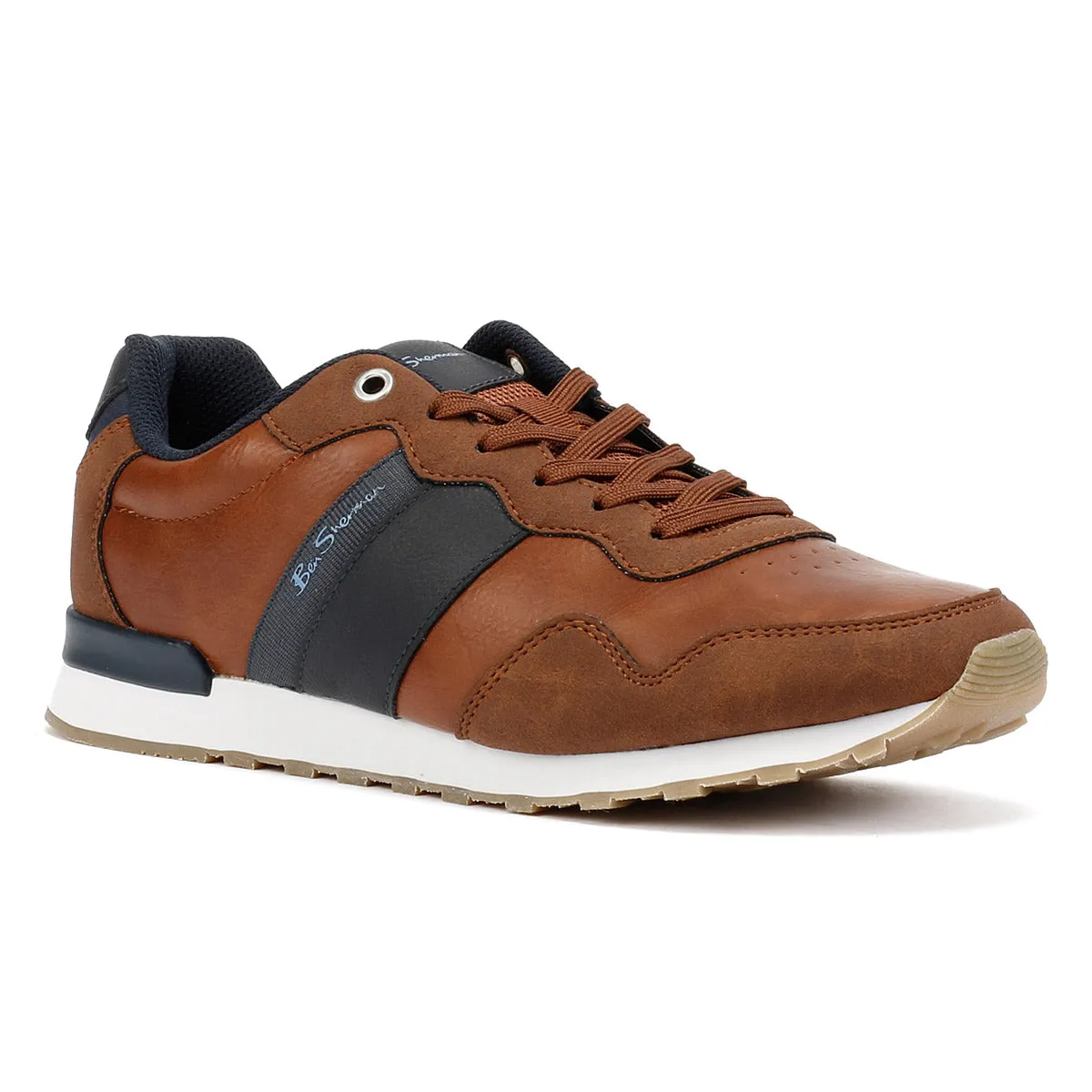 Ben Sherman Owen Retro Men's Tan/Navy Trainers Flexible Fit