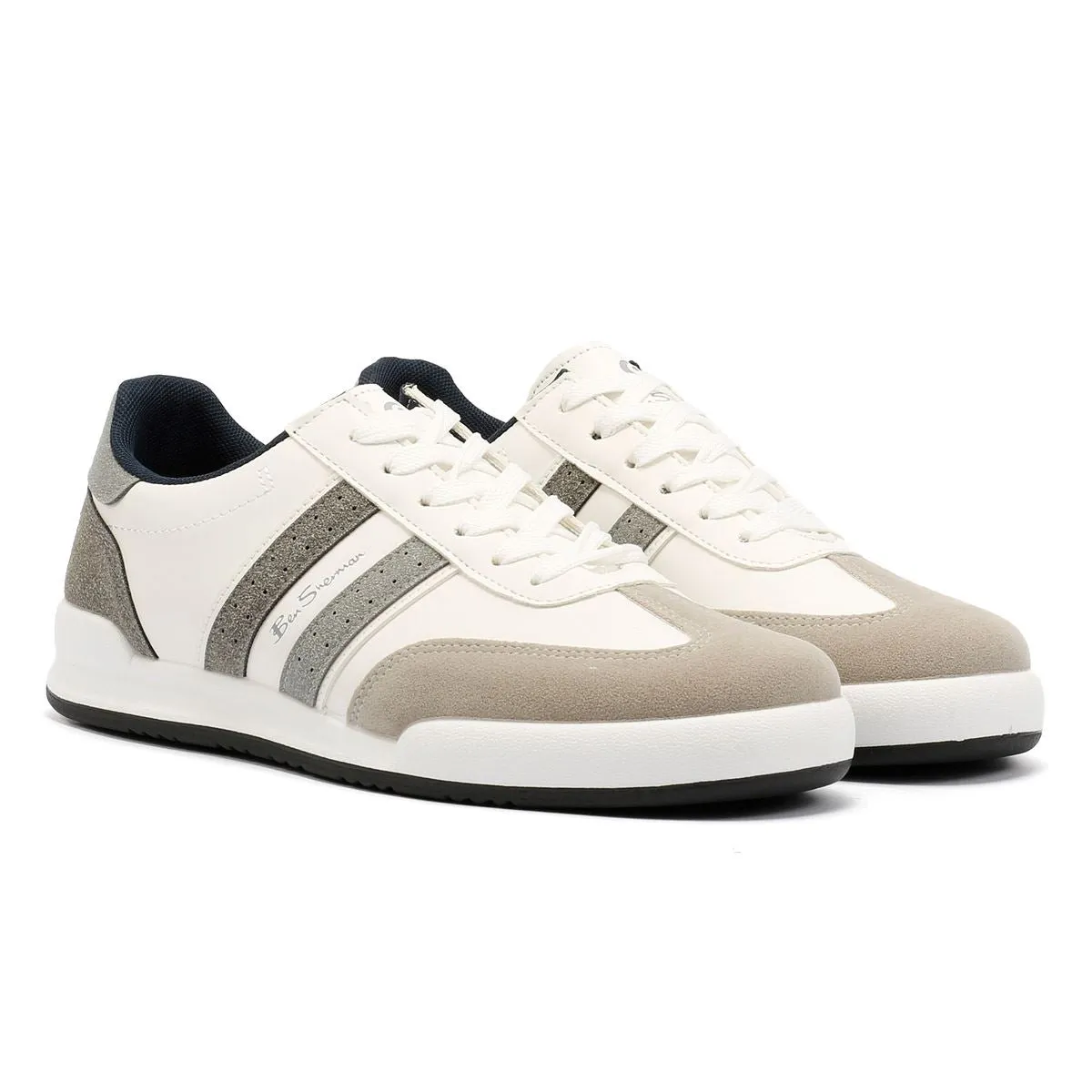 Outsole cradle secures the foot during direction changes Ben Sherman Sokka Men's White/Grey Trainers