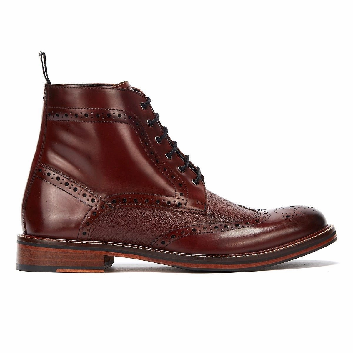 Ben Sherman Alfred Brogue Leather Men's Burgundy Boots Abrasion resistant