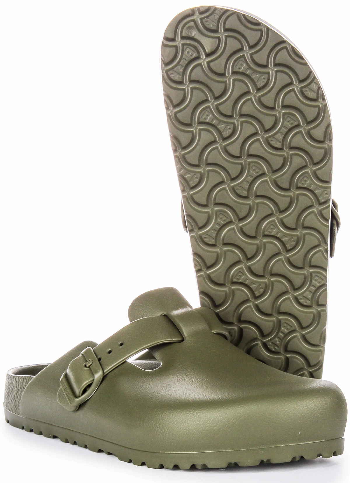 Birkenstock Boston Eva In Khaki | Narrow Fit Cushioned toe box