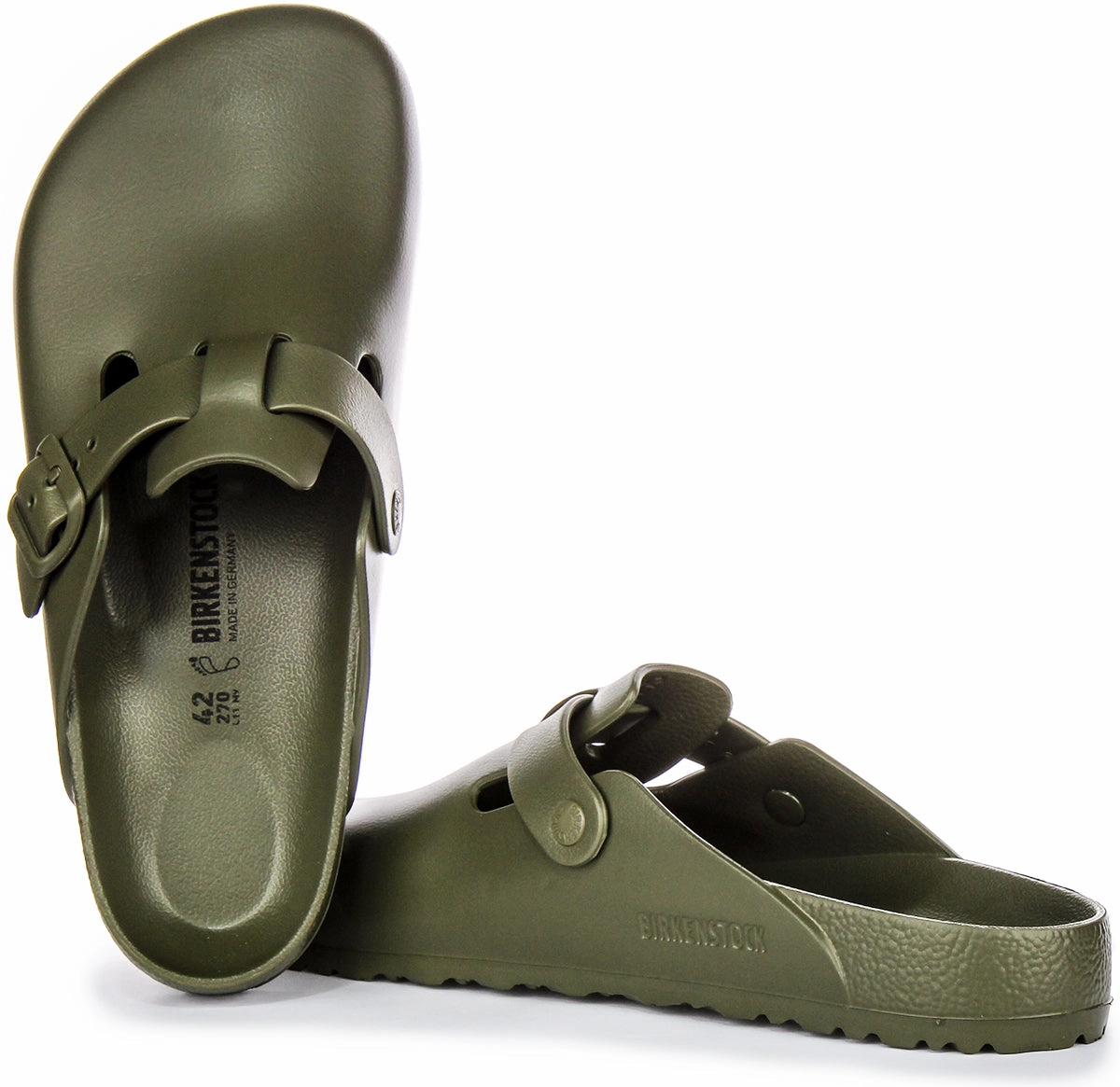 Birkenstock Boston Eva In Khaki Green | Regular Fit Air Mesh Upper