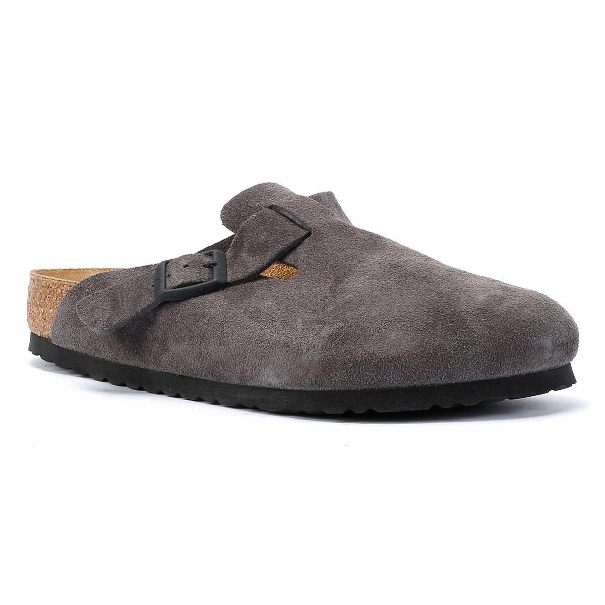 Birkenstock Boston Suede Velvet Grey Clogs Gentle Everyday