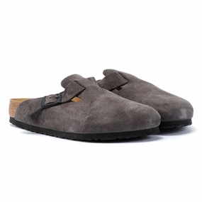 Street Footwear Travel Adventure Slides Birkenstock Boston Suede Velvet Grey Clogs