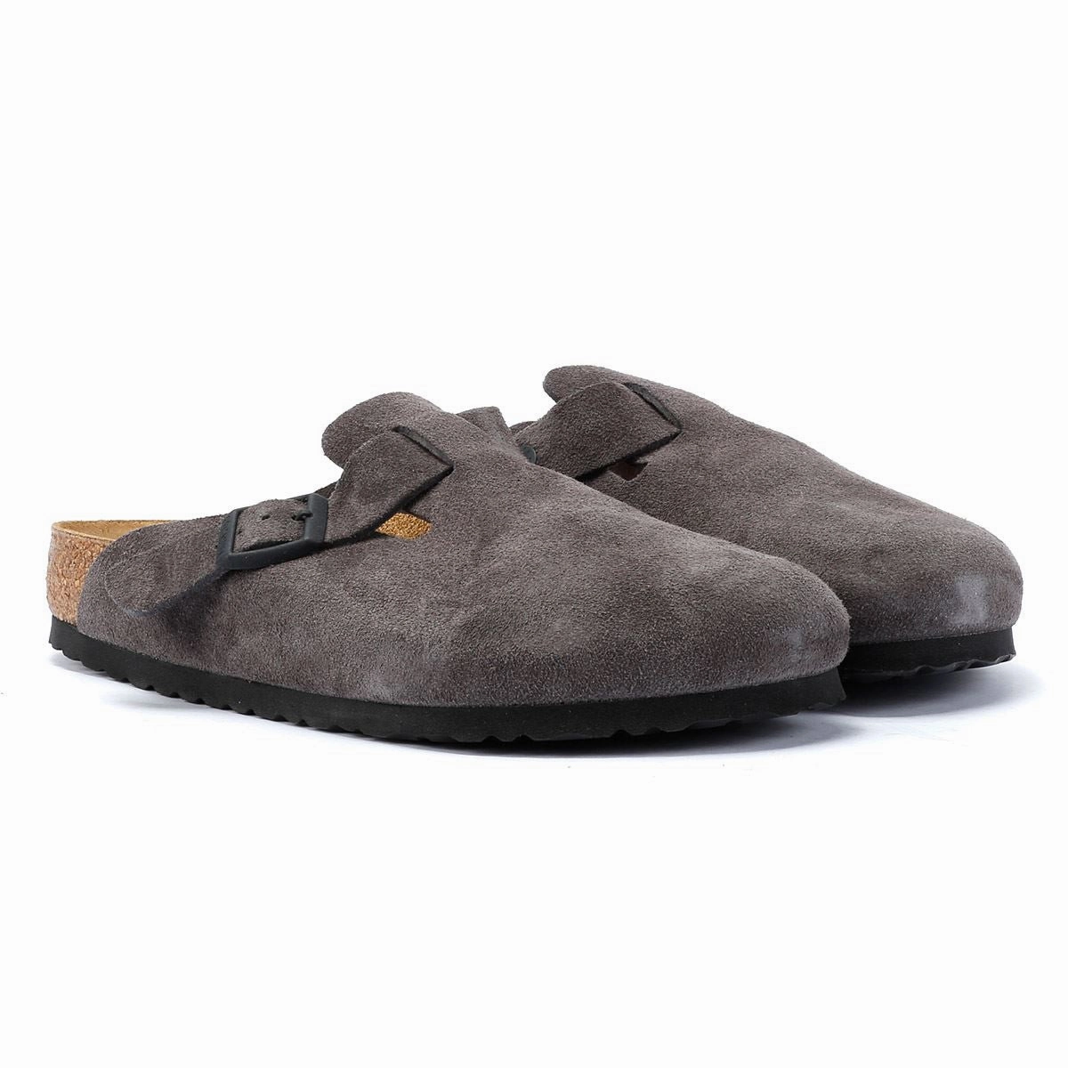 Street Footwear Travel Adventure Slides Birkenstock Boston Suede Velvet Grey Clogs