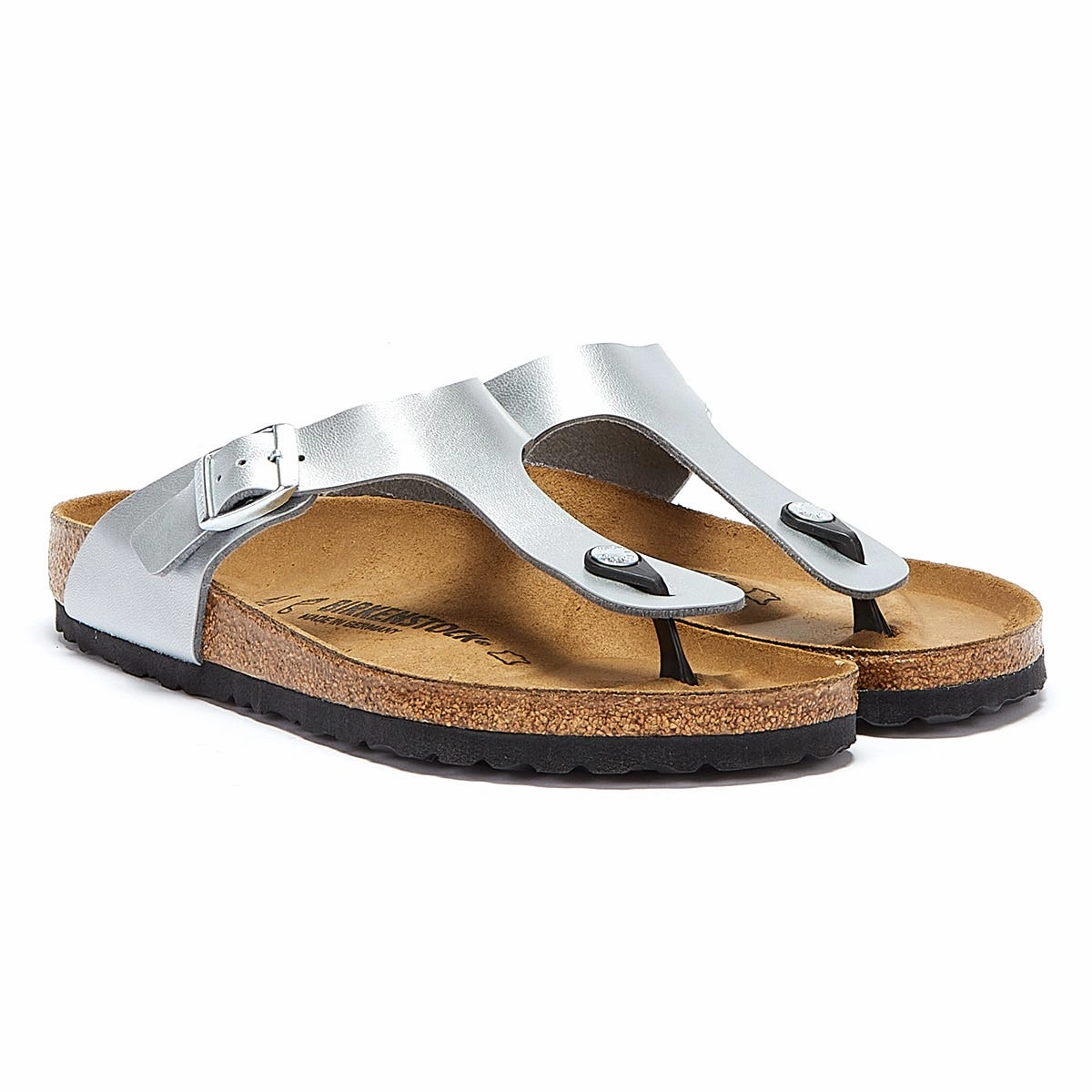 Birkenstock Gizeh Birko Flor Womens Silver Sandals Chic Days Weekend Fit