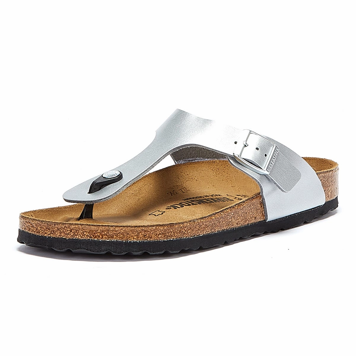 Birkenstock Gizeh Birko Flor Womens Silver Sandals Chic Comfort