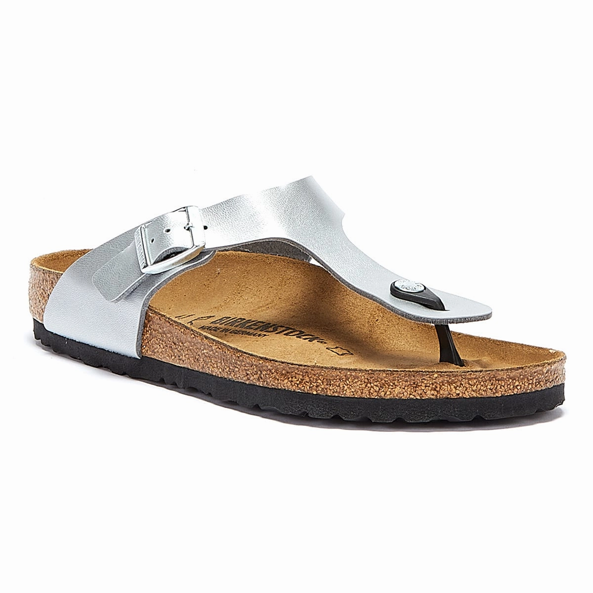 Birkenstock Gizeh Birko Flor Womens Silver Sandals Chic Comfort