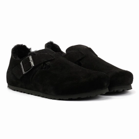 Birkenstock London Shearling Suede Black Shoes Lime Fresh Campus Hike