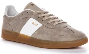 Boss Brandon Tennis Suede In Grey White For Men Heel Foam
