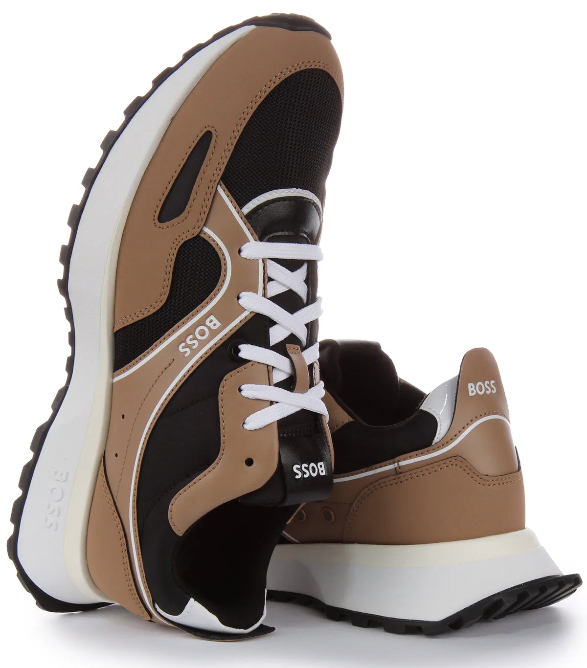 Boss Jonah Runern Mix In Black Beige Foot alignment