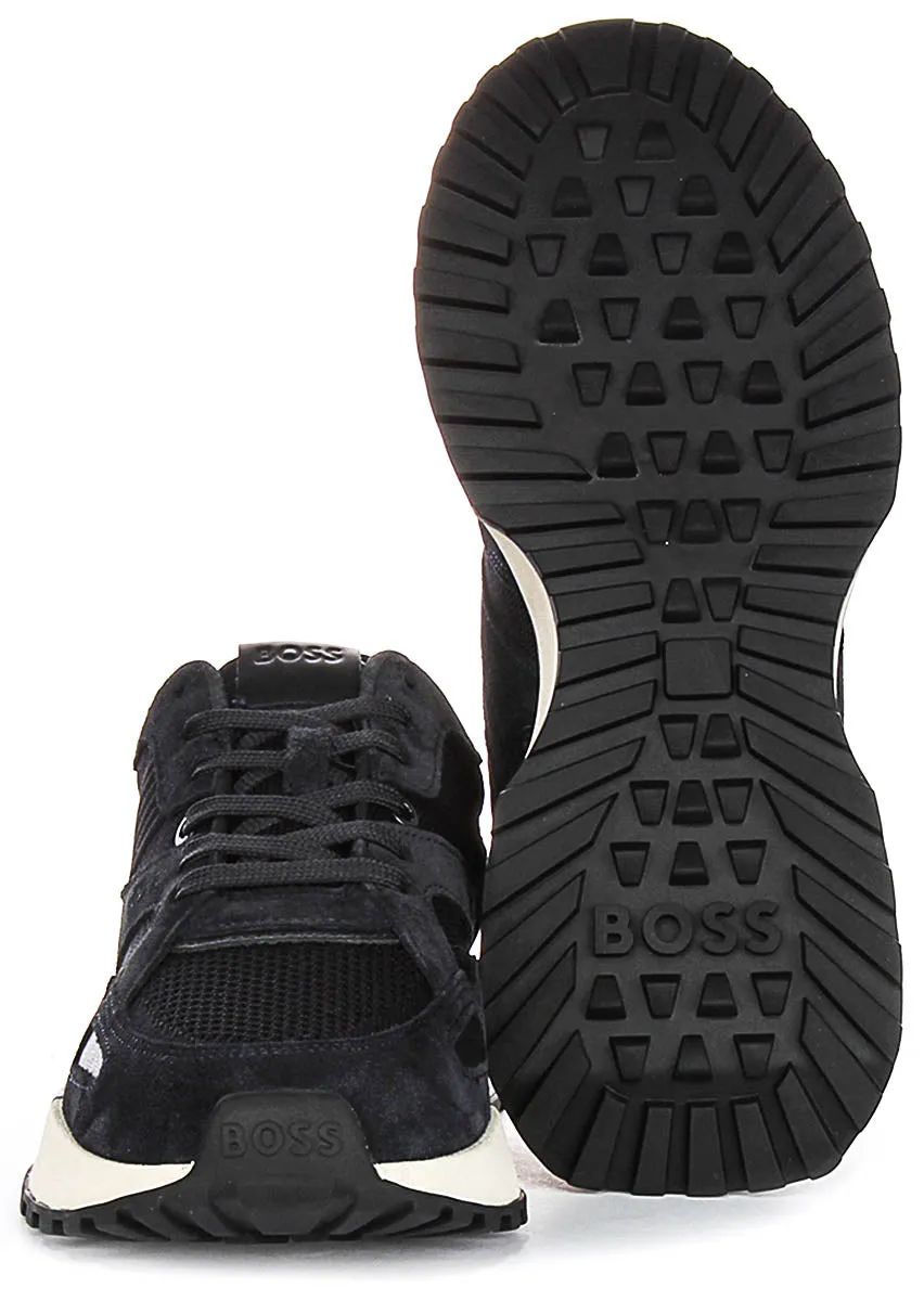 Boss Jonah Runner Knit In Navy Brown For Men Fast Lacing