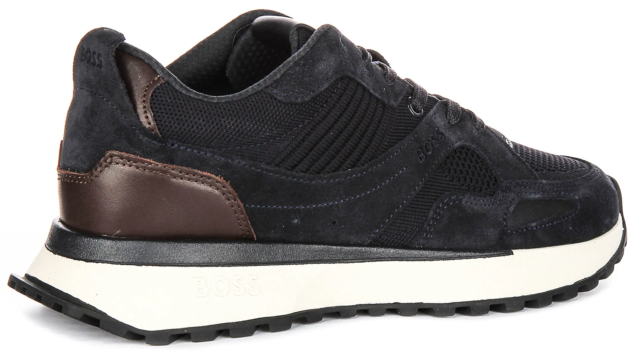 Boss Jonah Runner Knit In Navy Brown For Men Fast Lacing