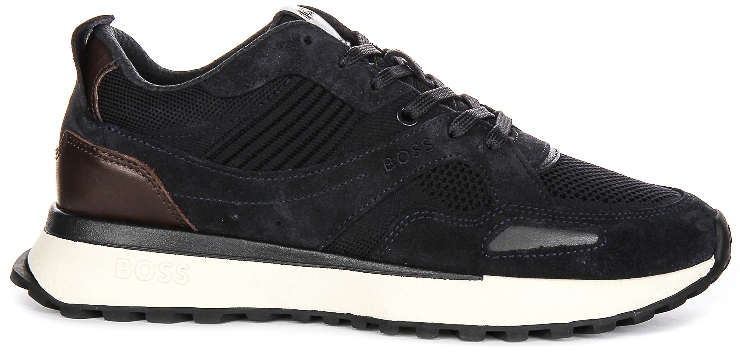 Boss Jonah Runner Knit In Navy Brown For Men Fast Lacing