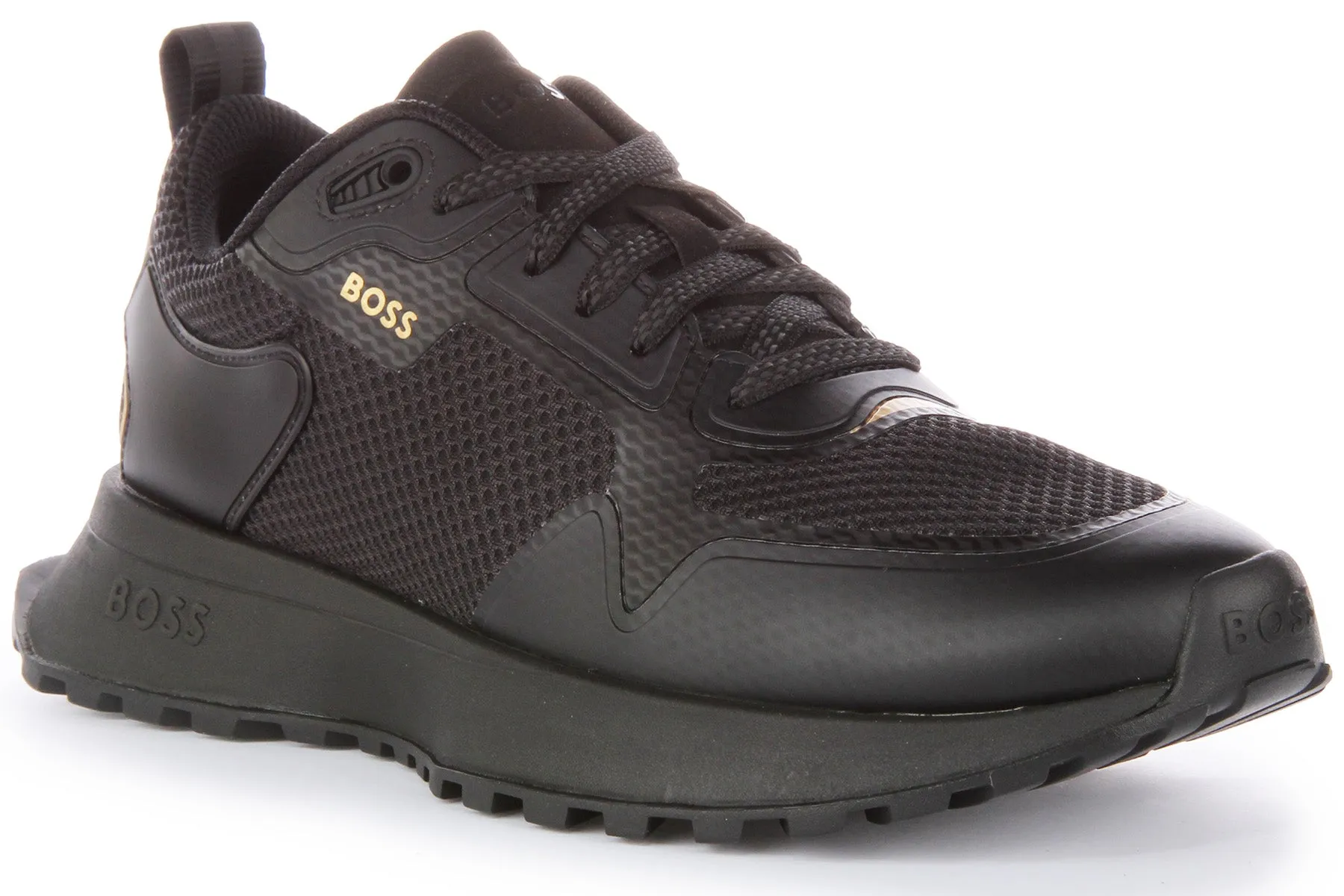Boss Jonah Runner Mesh In Black Gold For Men Training Habit Performance Ease