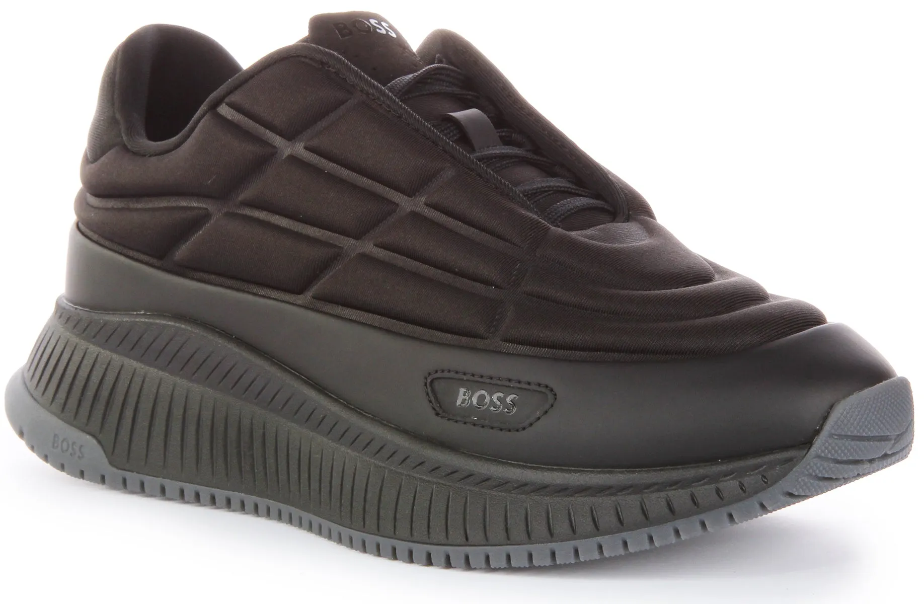 Indoor Steps Shape memory foam increases long-term support Boss Titanium Evo Runner In Black For Men