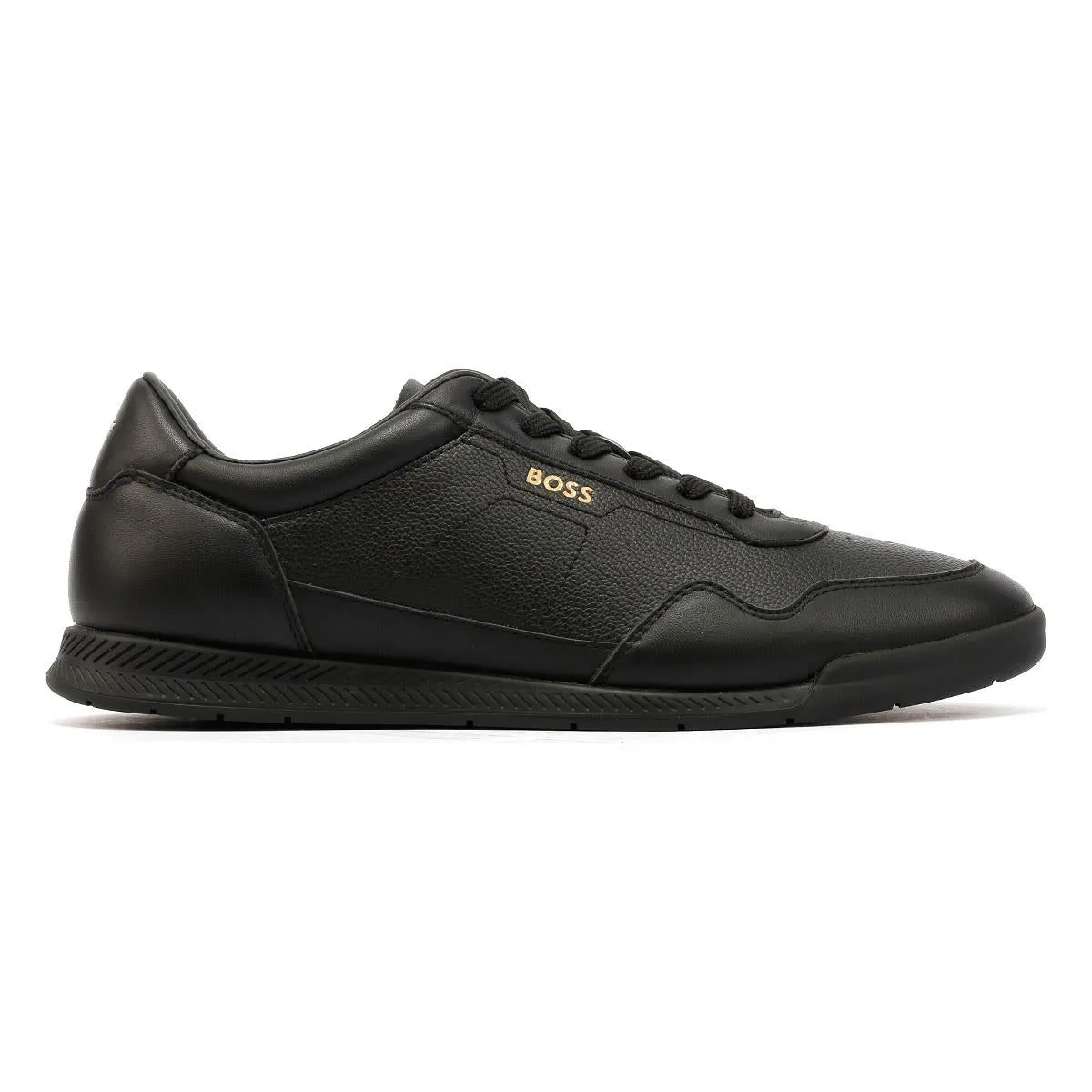 Boss Titanium Leather Men's Black Trainers Heel lock