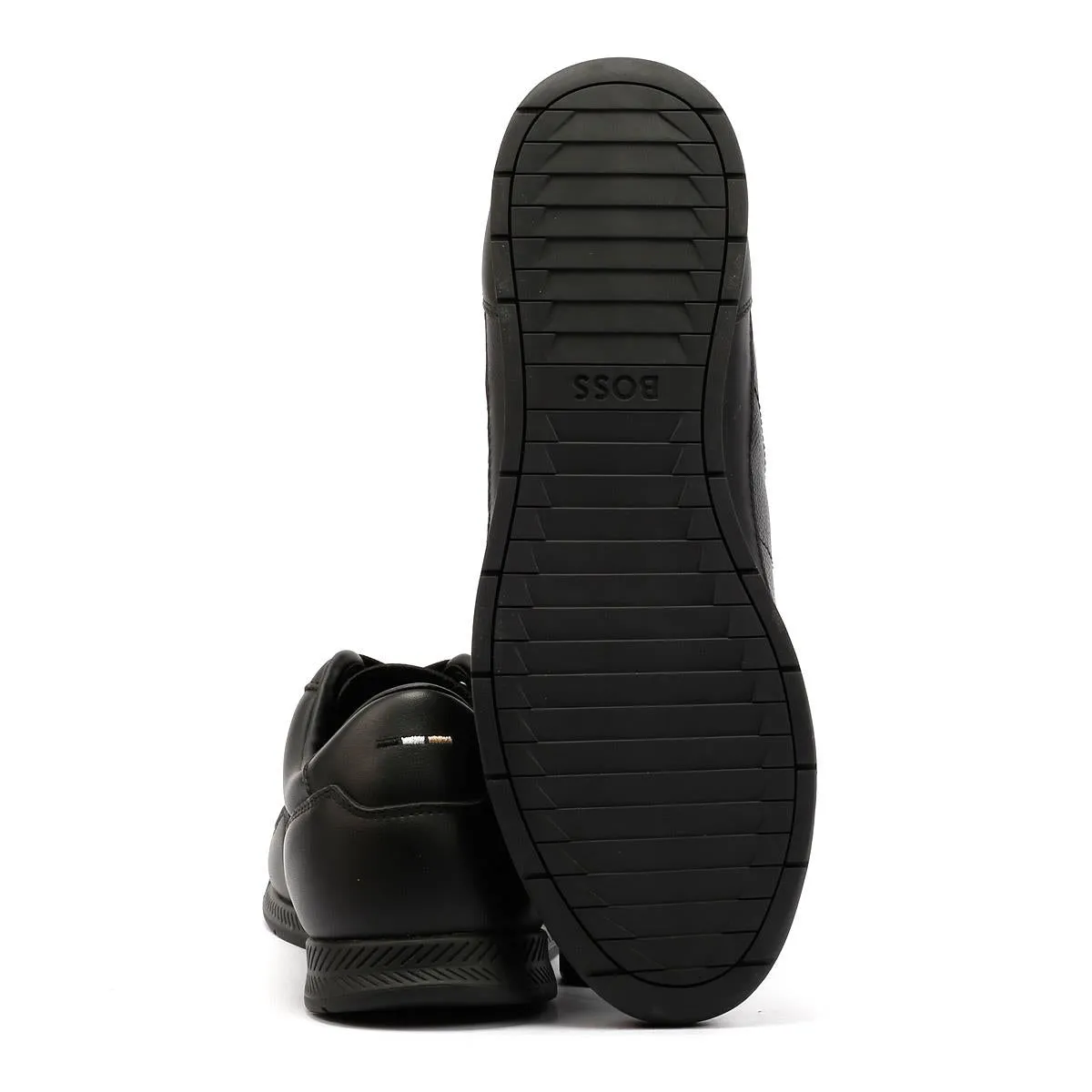 Boss Titanium Leather Men's Black Trainers Heel lock