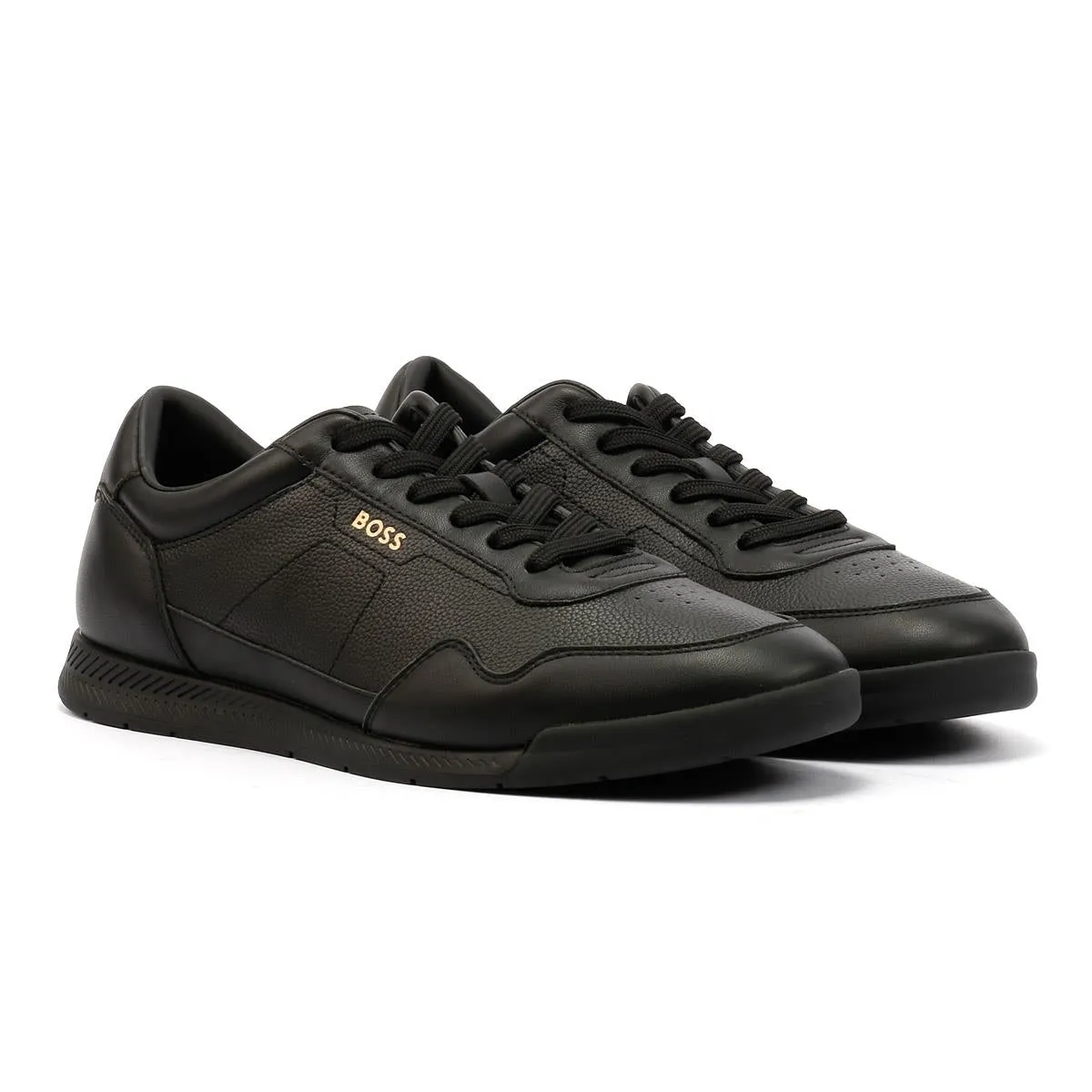 Boss Titanium Leather Men's Black Trainers Resilient Quick Movement