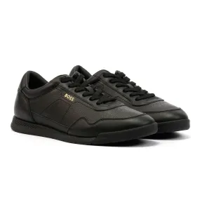 Boss Titanium Leather Men's Black Trainers Resilient Quick Movement