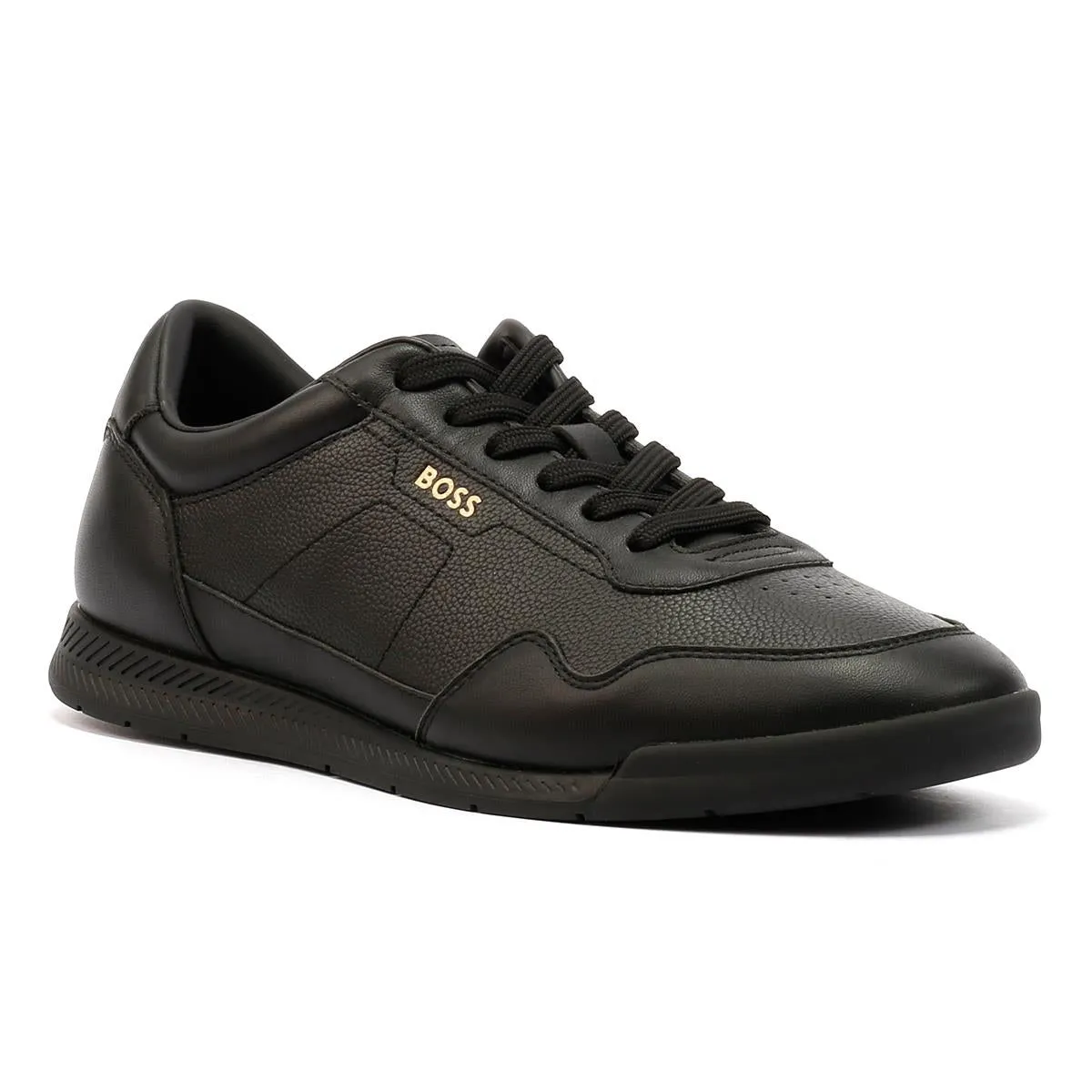 Boss Titanium Leather Men's Black Trainers Heel lock