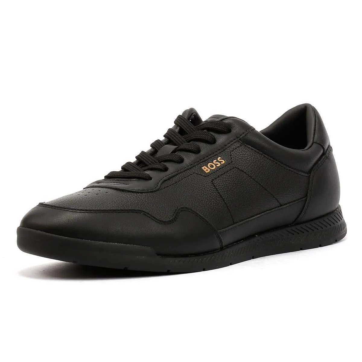 Boss Titanium Leather Men's Black Trainers Heel lock
