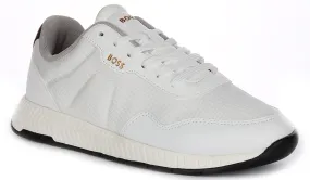 Collar design minimizes pressure around the ankle Heel Locking Boss Titanium Runner In White For Men