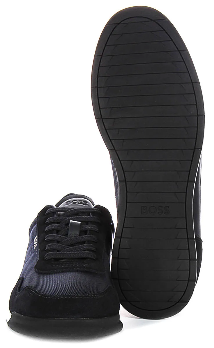 Boss Titanium Suede In Dark Blue For Men Durable Sole