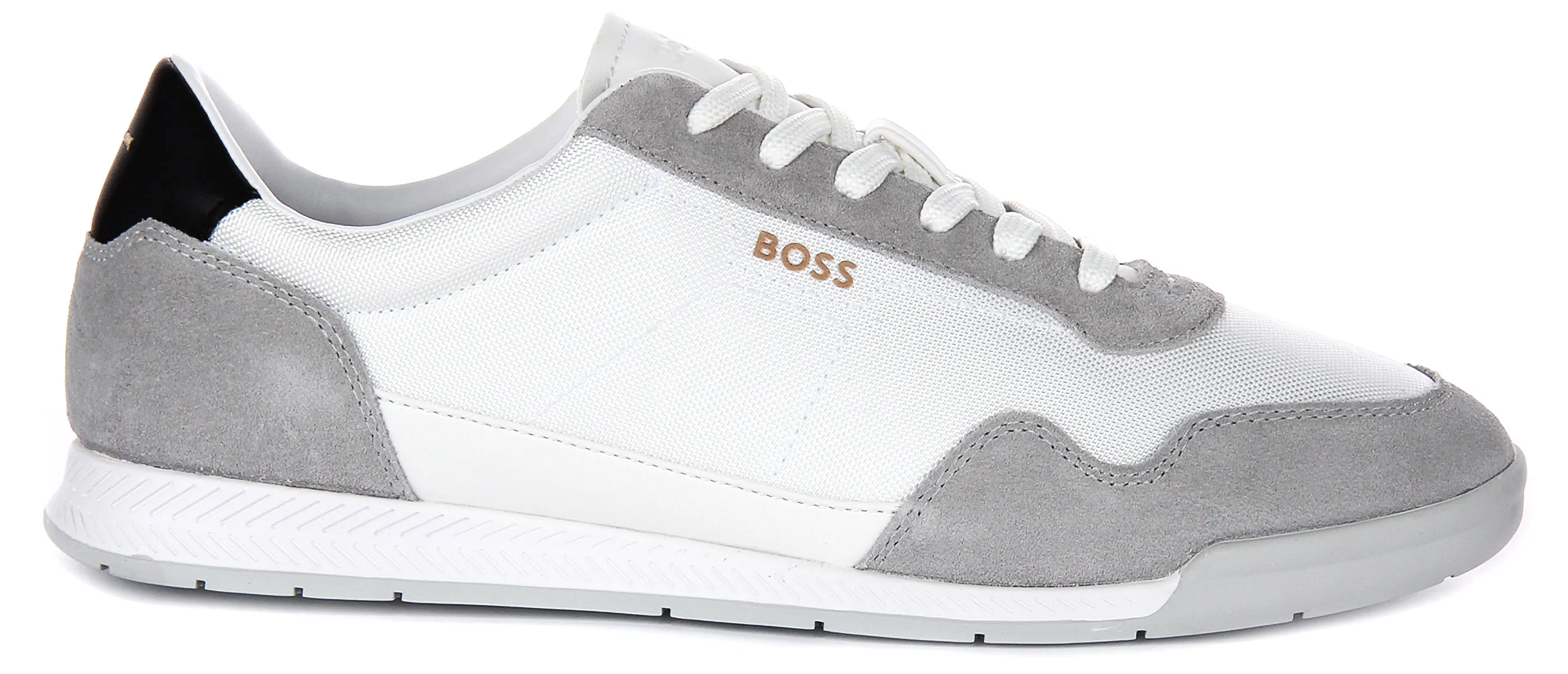 Boss Titanium Suede In White Grey For Men Foot alignment
