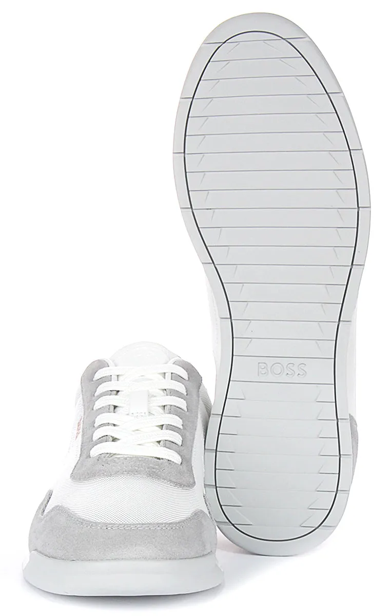 Boss Titanium Suede In White Grey For Men Foot alignment