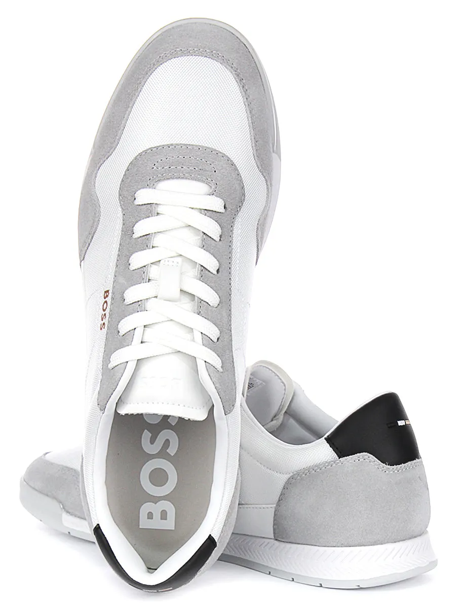 Boss Titanium Suede In White Grey For Men Foot alignment