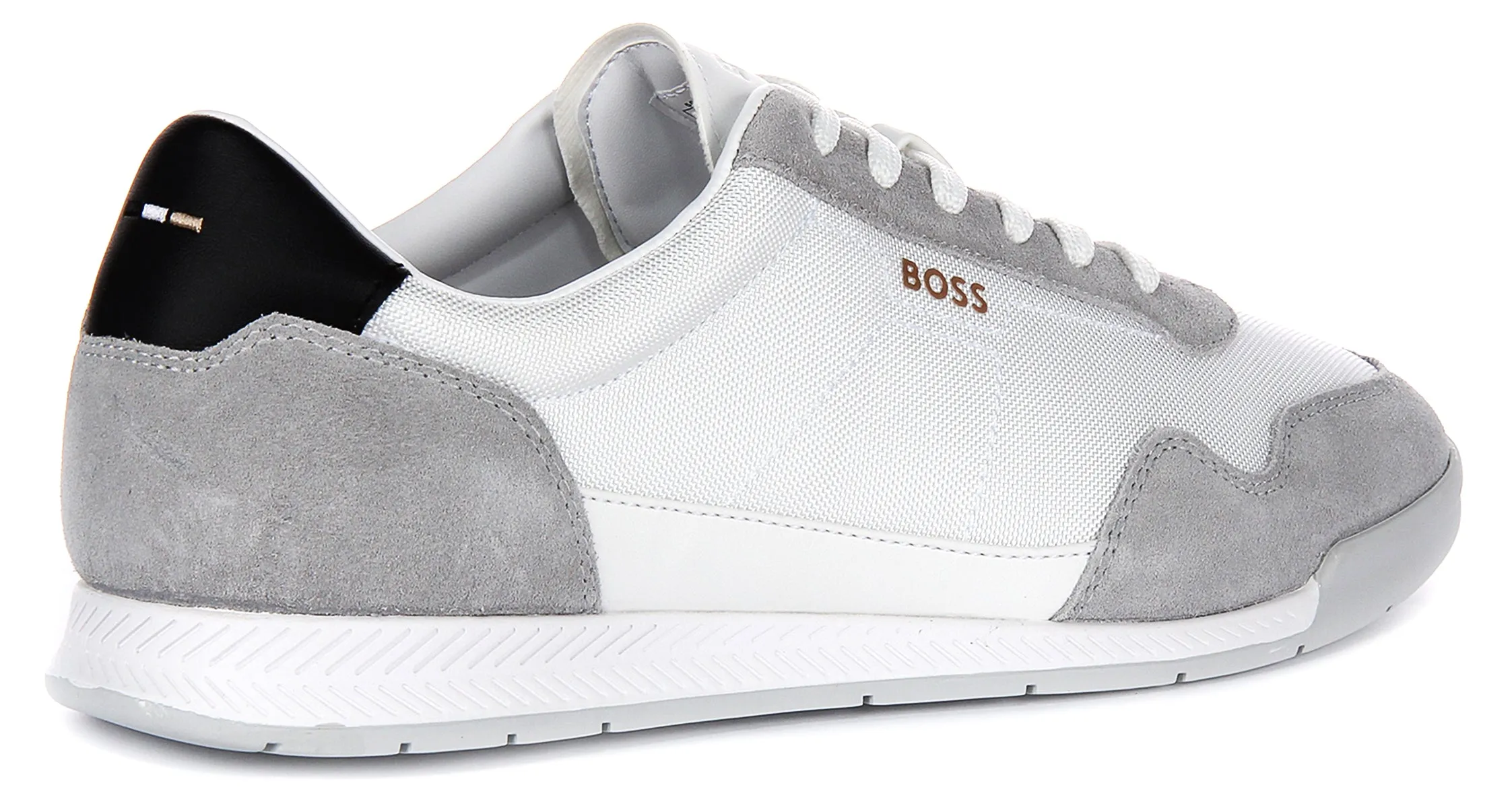 Boss Titanium Suede In White Grey For Men Foot alignment