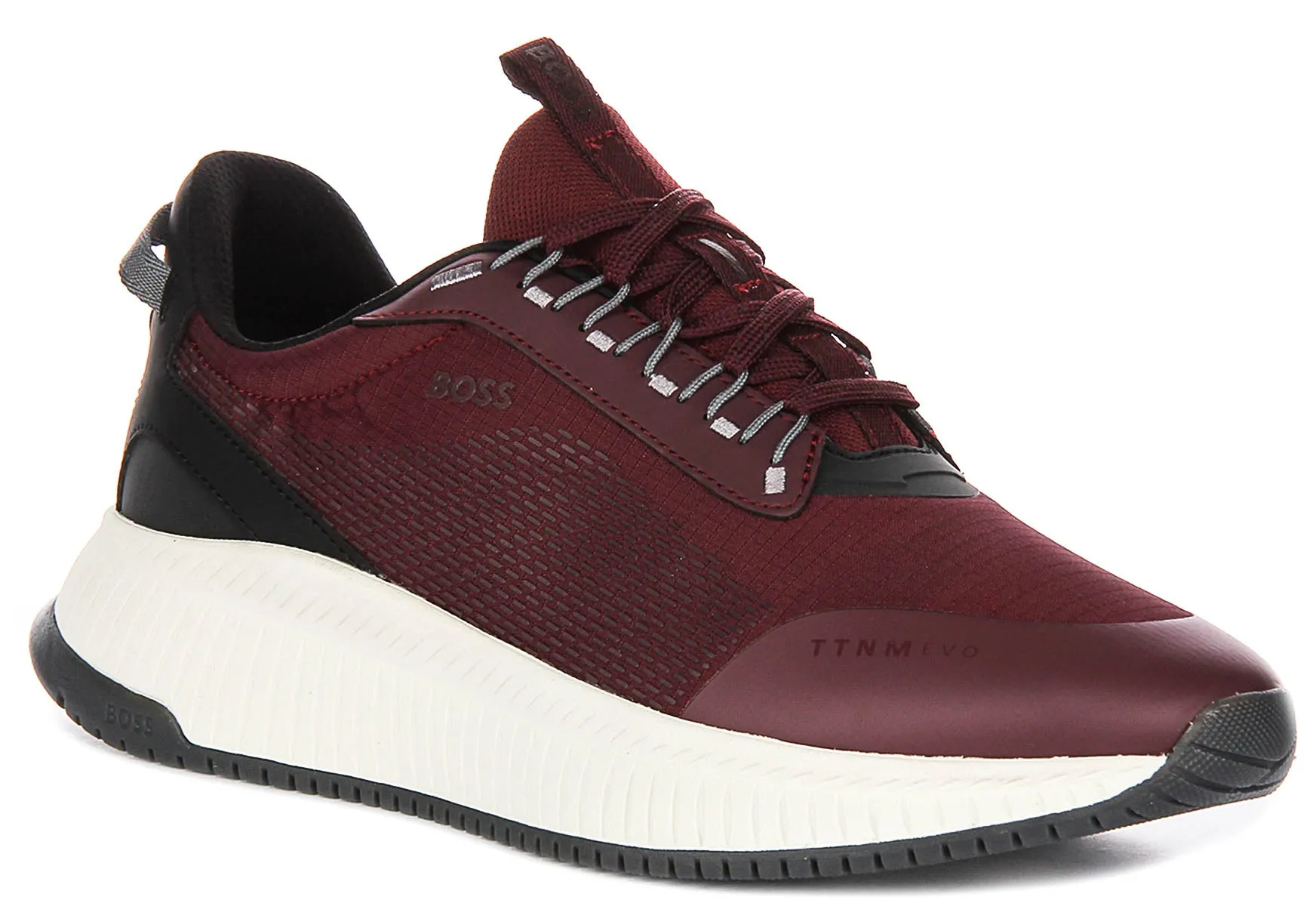 Boss Ttnm Evo Runner In Burgundy For Men Heel counter minimizes wobble during lift-offs