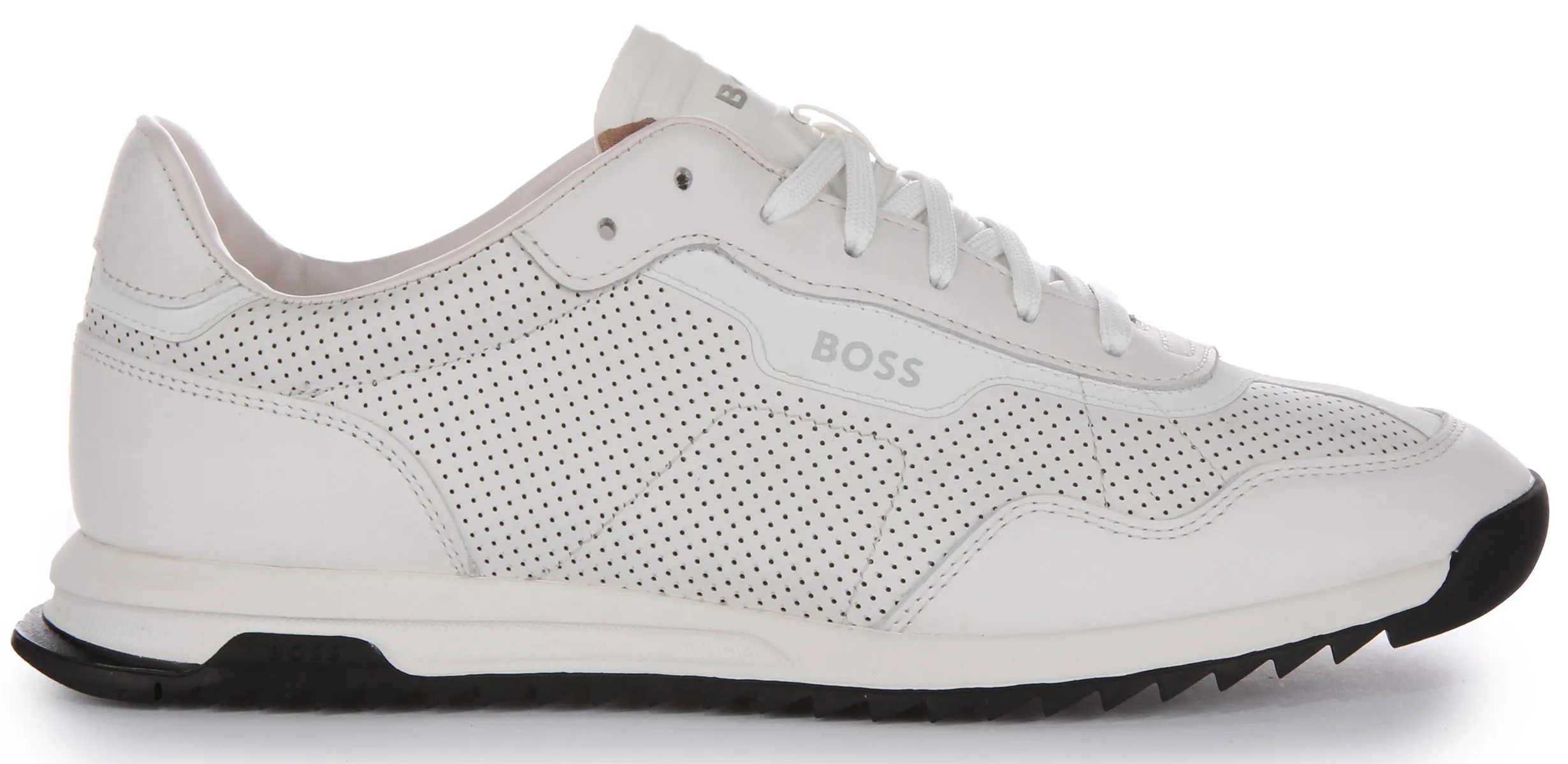 Boss Zayn Low Profile Perf Leather In White For Men Wide Base