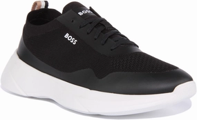 Weekend Jog Boss Dean Runner Knit In Black For Men