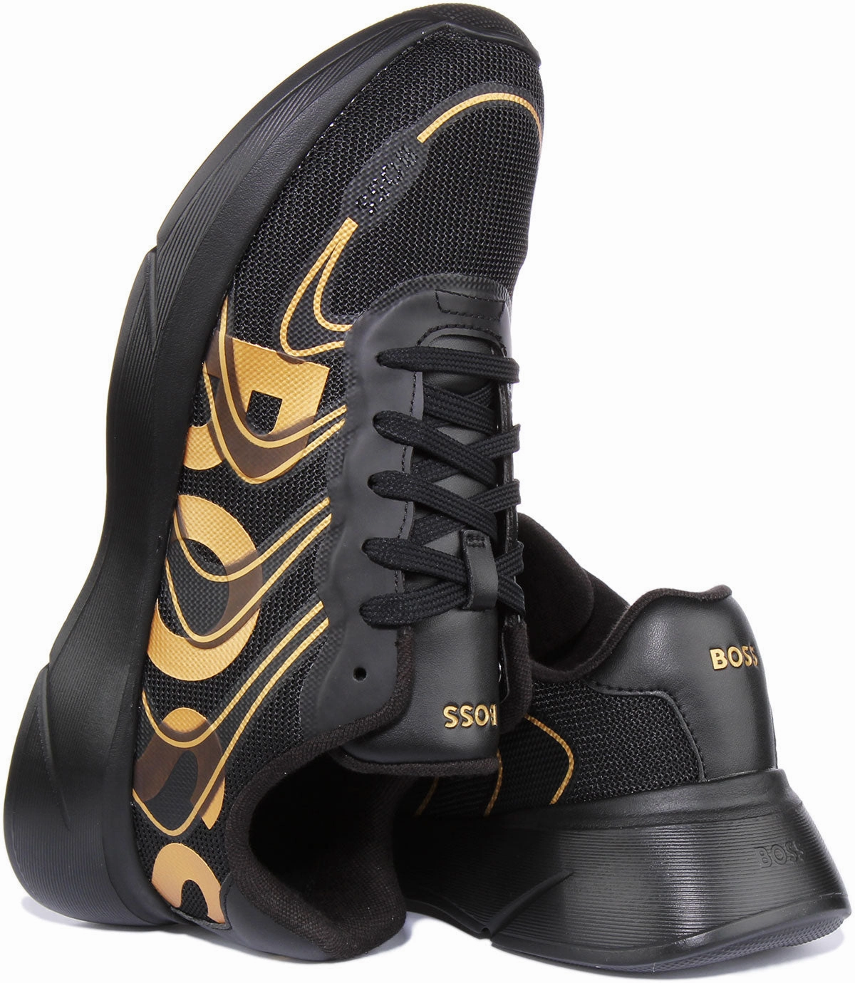 Boss Dean Runner Thlg In Black Gold For Men Insole Arch