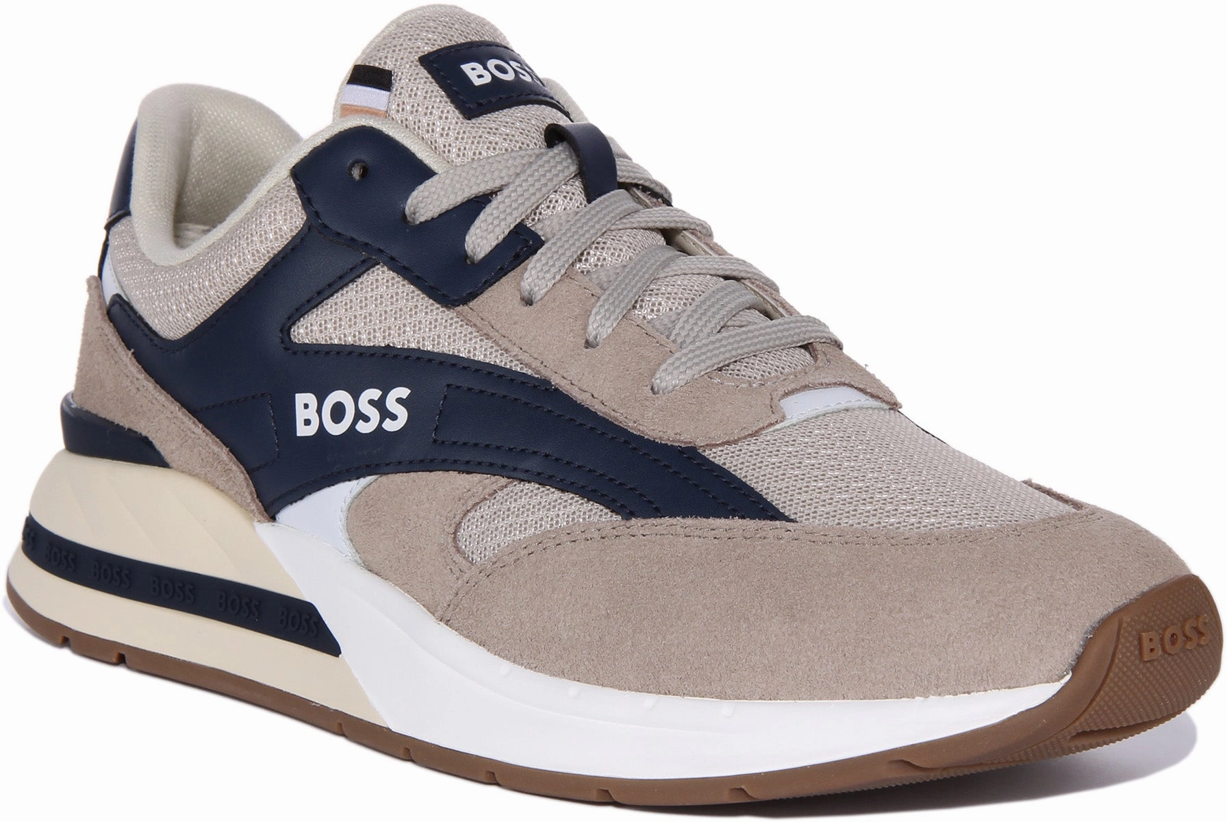 Boss Kurt Runn In Beige Blue For Men Agile Sole Heel protection