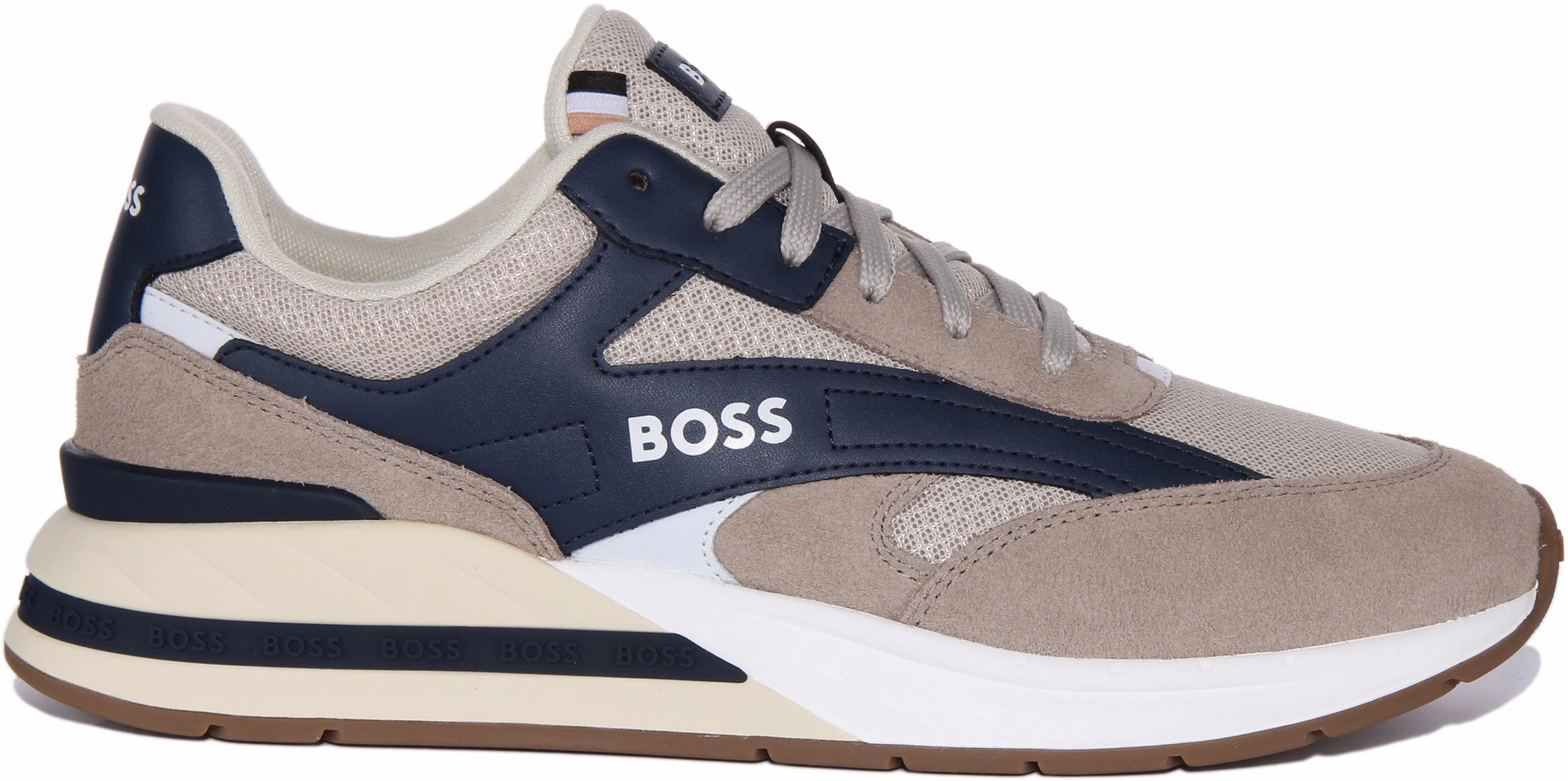 Boss Kurt Runn In Beige Blue For Men Cushion Comfort
