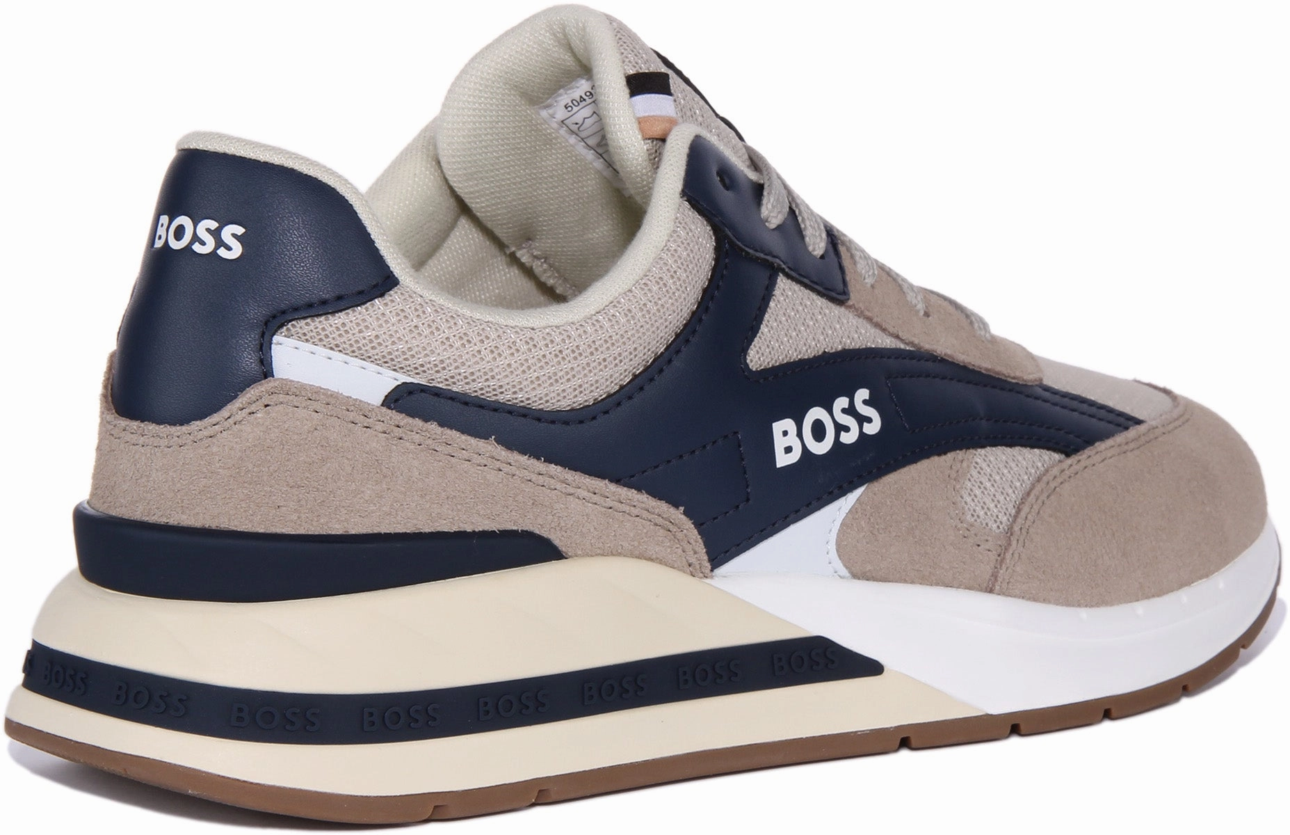Boss Kurt Runn In Beige Blue For Men Cushion Comfort