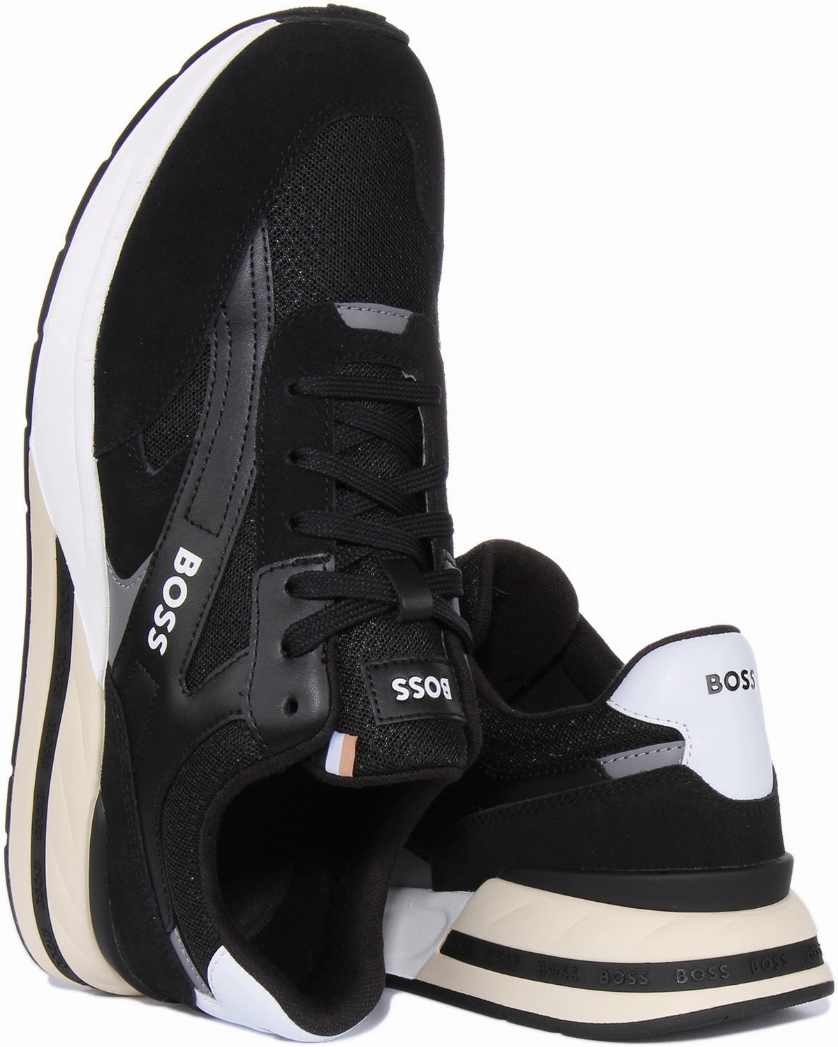 Boss Kurt Runner In Black White For Men Stability Panel