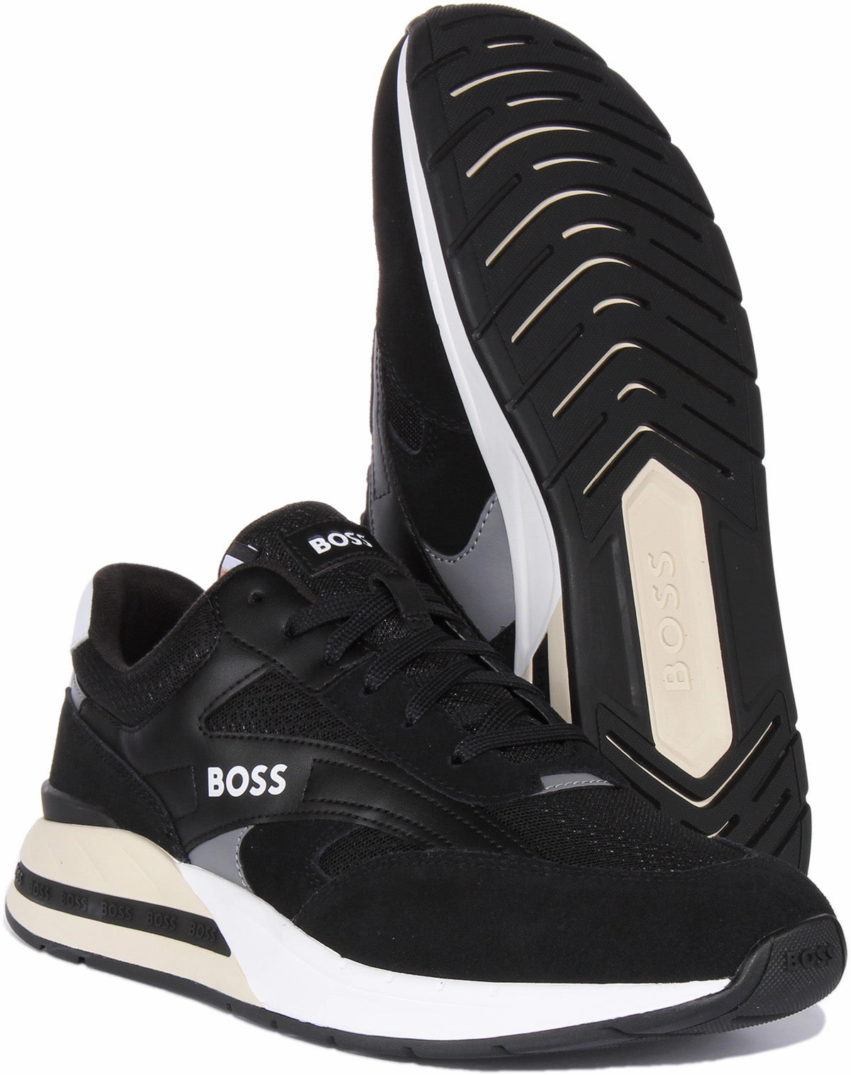 Boss Kurt Runner In Black White For Men Stability Panel