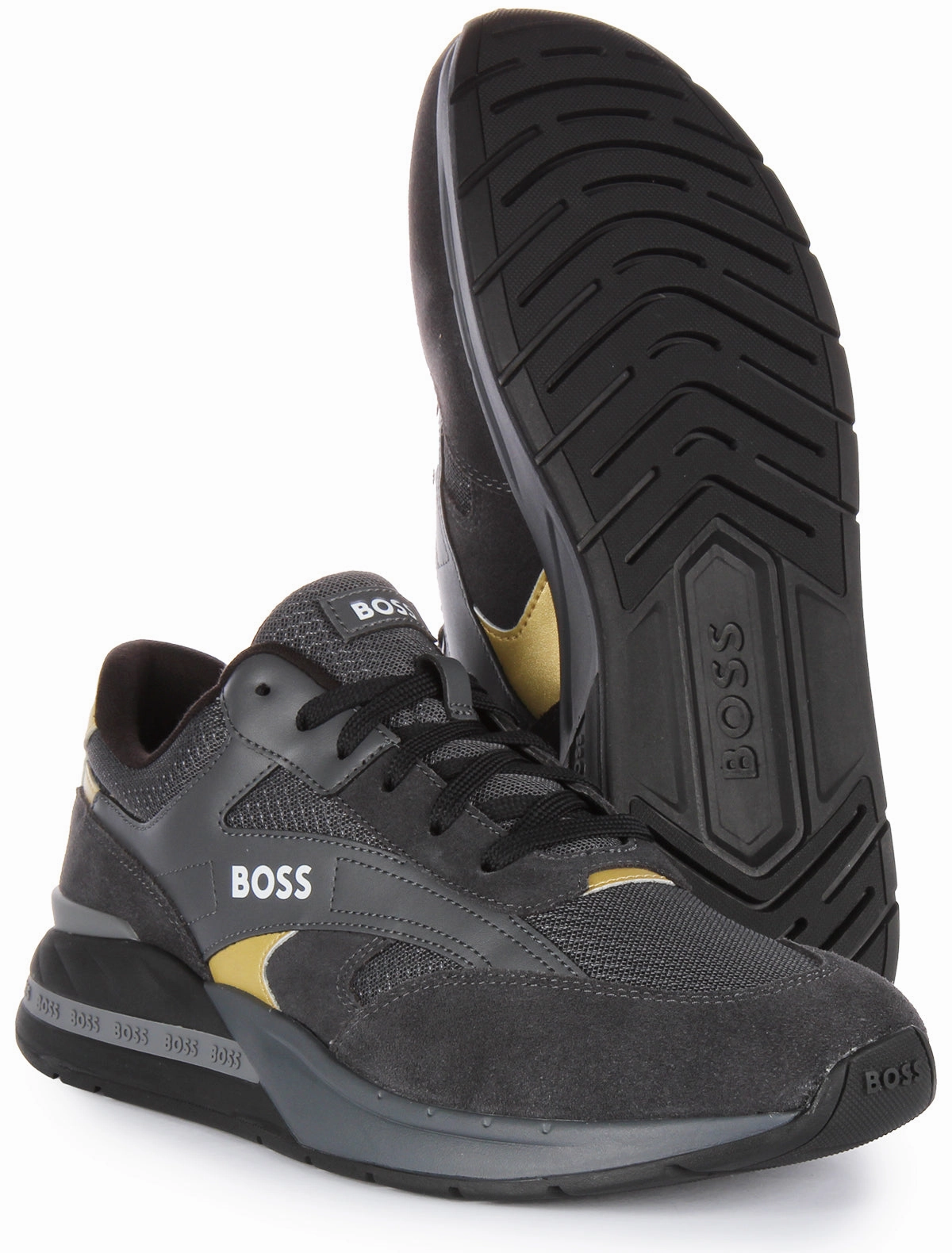 Boss Kurt Runner Sdme In Black Gold For Men Spring Toe
